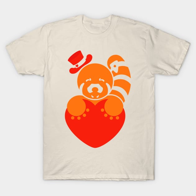 Red Panda with Heart T-Shirt by bunin